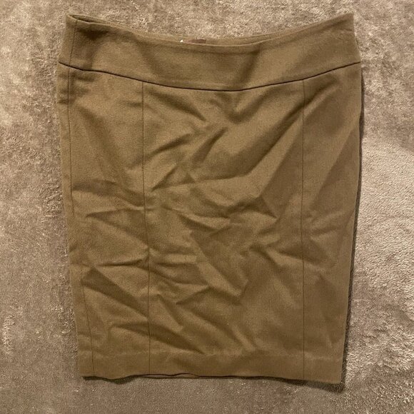 Women's Ann Taylor Brown Pencil Skirt Size 2 Wool Blend Lined Back Zip Knee - Picture 1 of 5